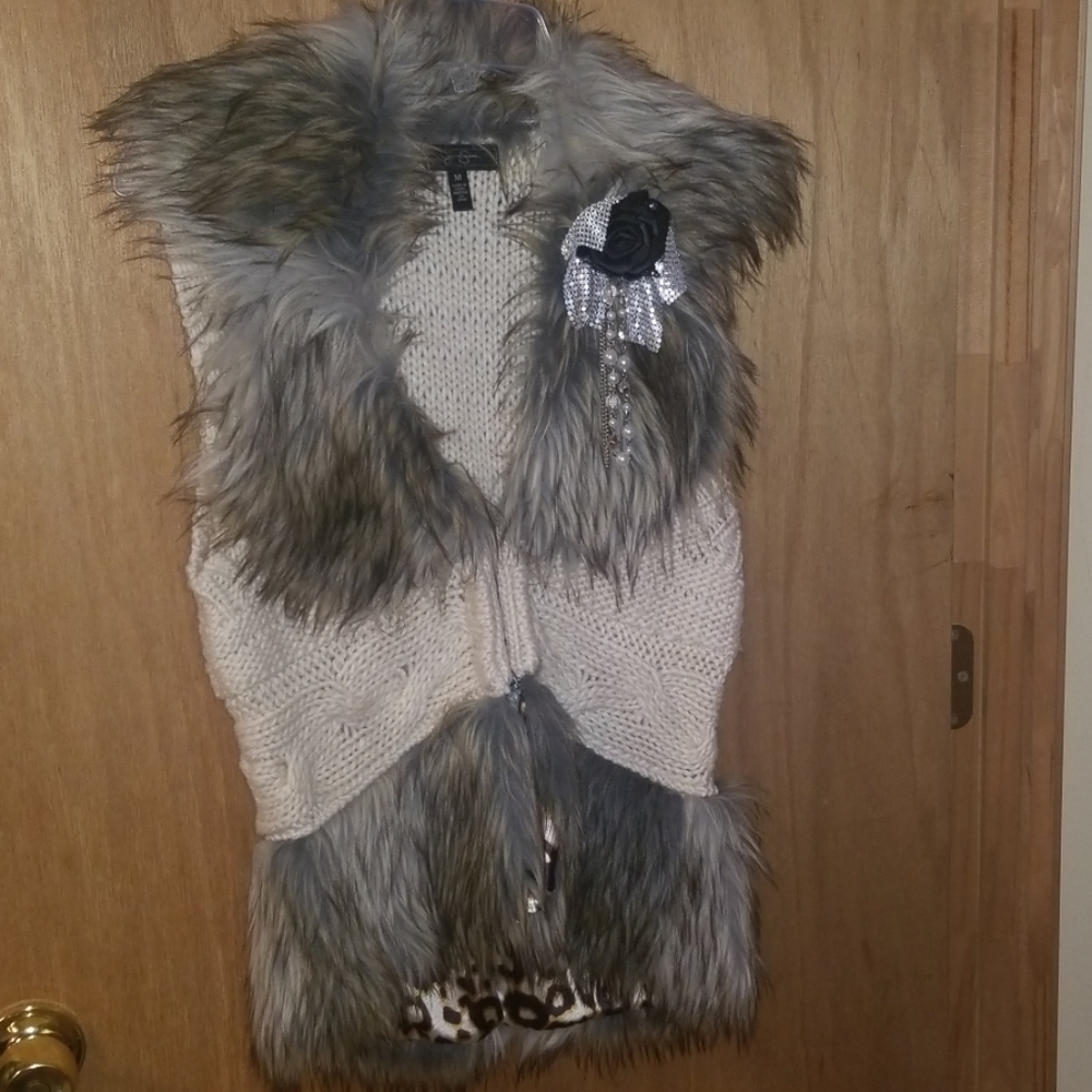 Jessica Simpson fur vest